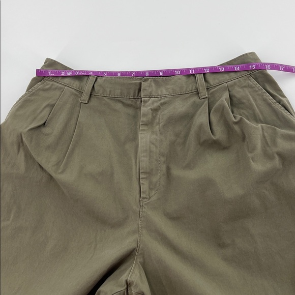 Gap Womens high rise pleated tapered Pants Olive Green garment dyed goblincore - Picture 7 of 10